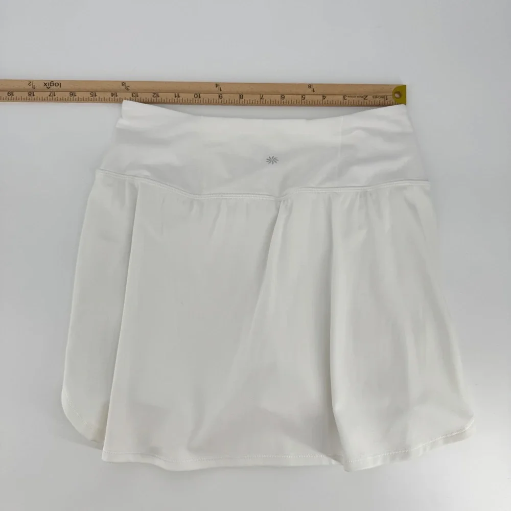 Athleta Fairway Golf Skort 16 White Small Active Tennis Skirt Zipper Pockets